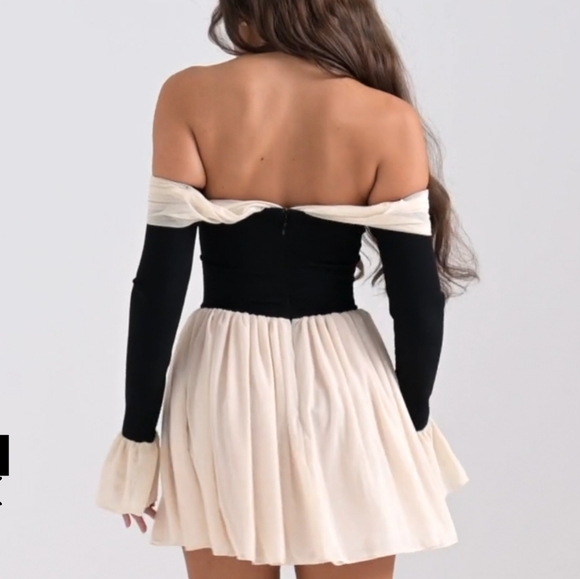 **1 Large Left!**House of CB Alana Black & Cream Off Shoulder Dress - Picture 14 of 15